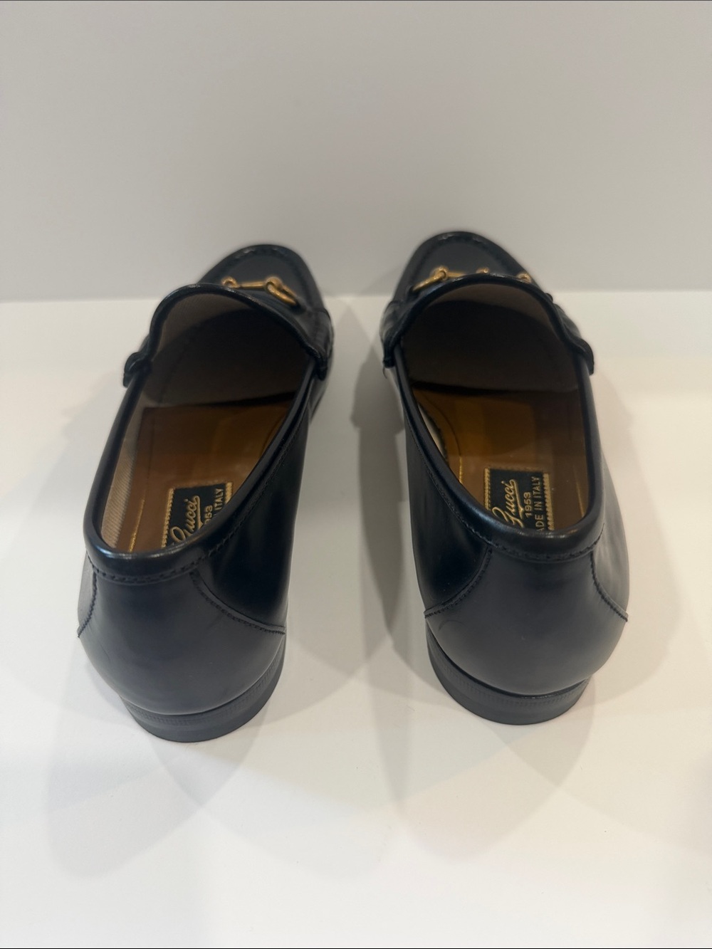 Black Leather Women’s Horsebit Loafers with Gold Hardware - Picture 3 of 6
